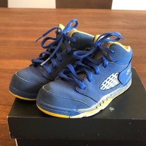 Air Jordan 5 Laney JSP TD CI3289-400 Toddler Boy’s Sneakers Size 10C Blue Yellow